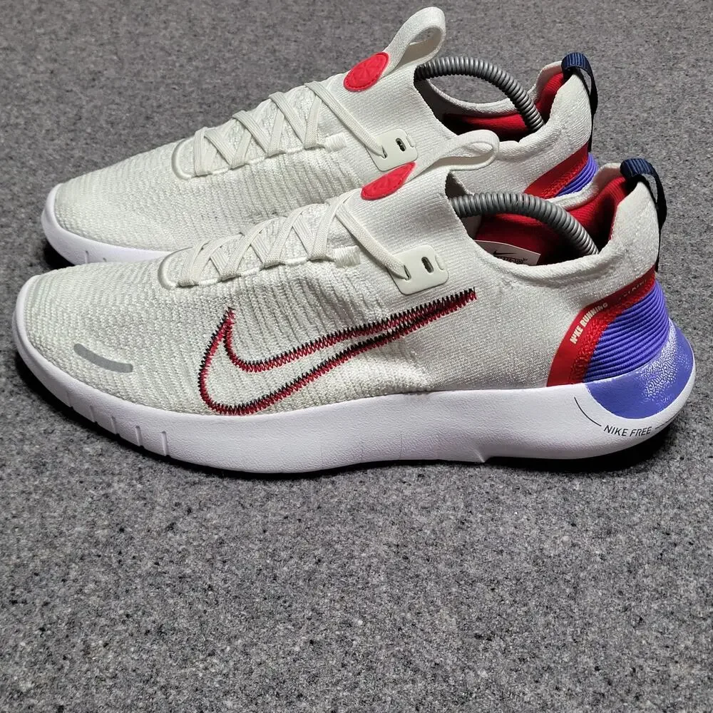 Nike Shoes Mens 10 White Red Blue Free RN Next Nature Flyknit Running Sneakers